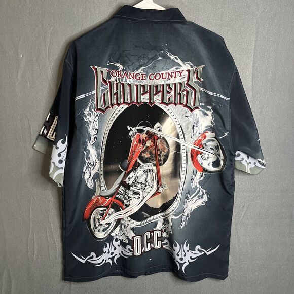 Orange County Choppers Motorcycle Shirt Mens Large Black All Over Print - Picture 5 of 8